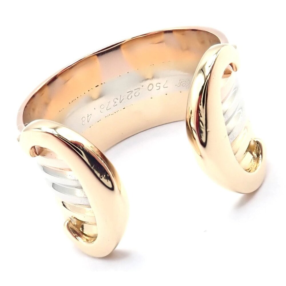 Authentic! Cartier 18k Tri-Color Gold Double C Band Ring Size 4.5 - Picture 8 of 9